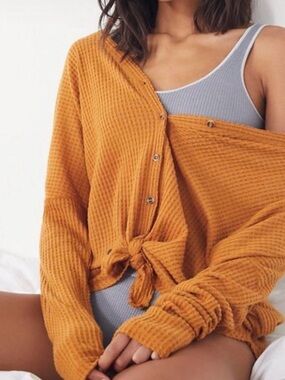 Out from Under Jojo Thermal Knit Top - Mustard Yellow